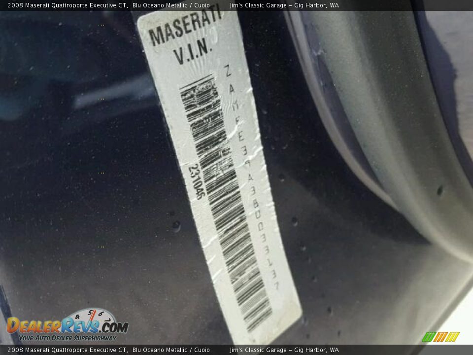 2008 Maserati Quattroporte Executive GT Blu Oceano Metallic / Cuoio Photo #10