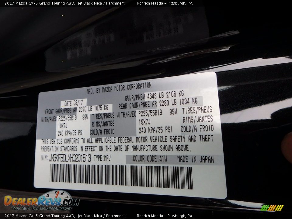 2017 Mazda CX-5 Grand Touring AWD Jet Black Mica / Parchment Photo #11