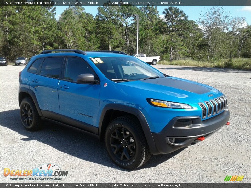 2018 Jeep Cherokee Trailhawk 4x4 Hydro Blue Pearl / Black Photo #7