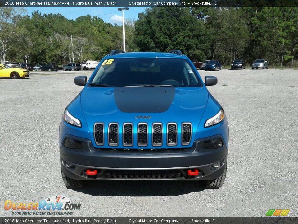 2018 Jeep Cherokee Trailhawk 4x4 Hydro Blue Pearl / Black Photo #8