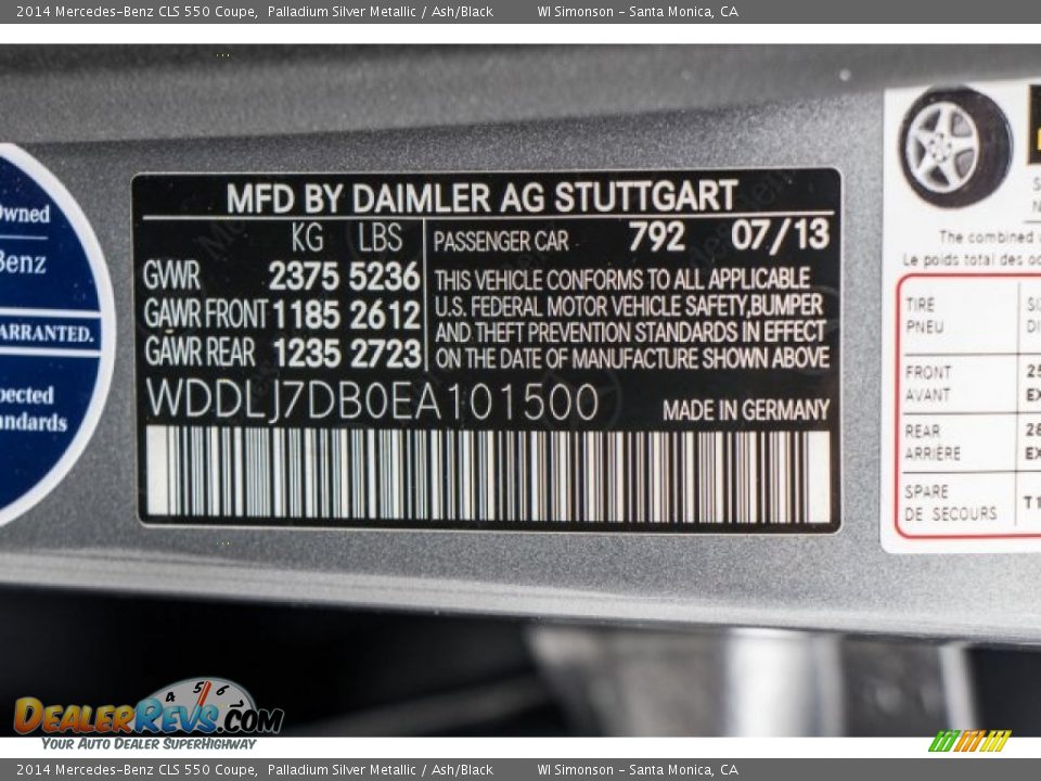 2014 Mercedes-Benz CLS 550 Coupe Palladium Silver Metallic / Ash/Black Photo #31