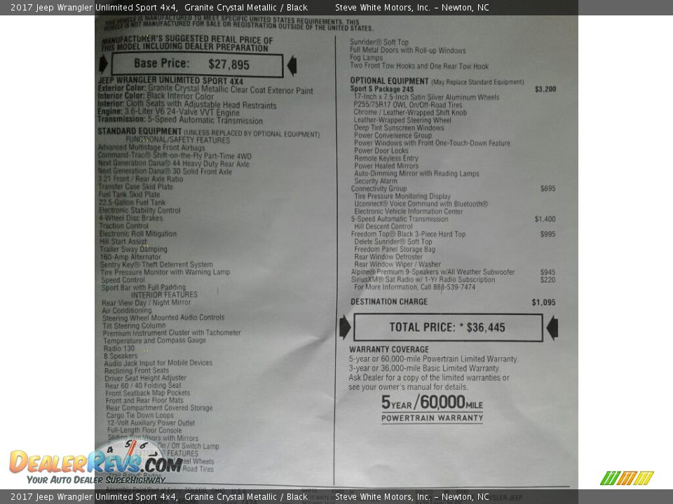 2017 Jeep Wrangler Unlimited Sport 4x4 Granite Crystal Metallic / Black Photo #29