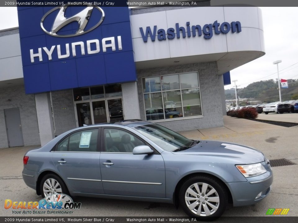 2009 Hyundai Sonata Limited V6 Medium Silver Blue / Gray Photo #2