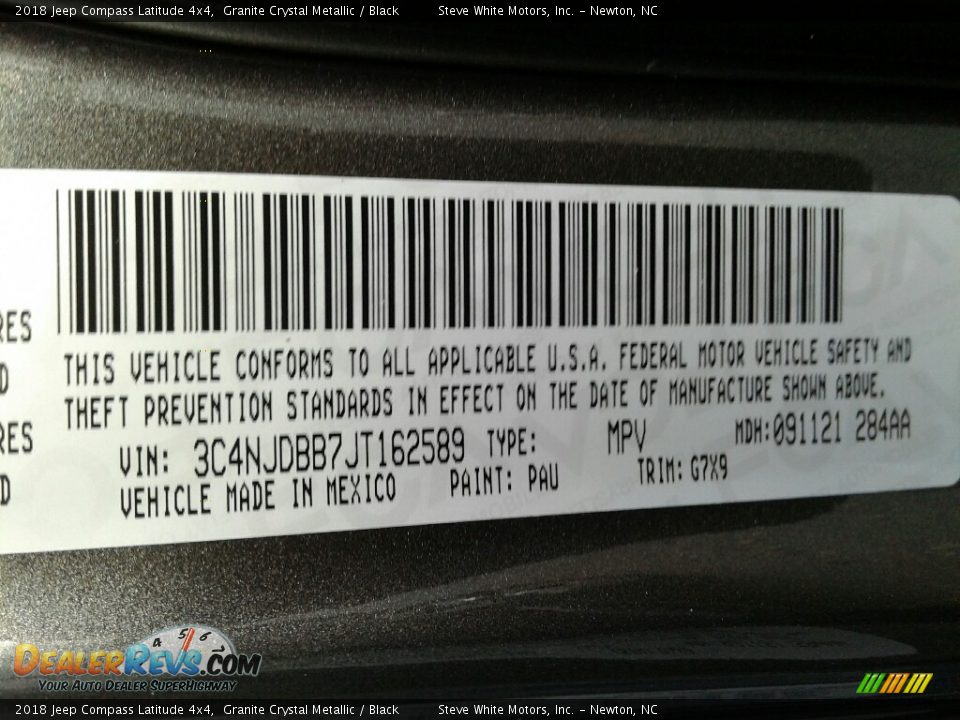 2018 Jeep Compass Latitude 4x4 Granite Crystal Metallic / Black Photo #26