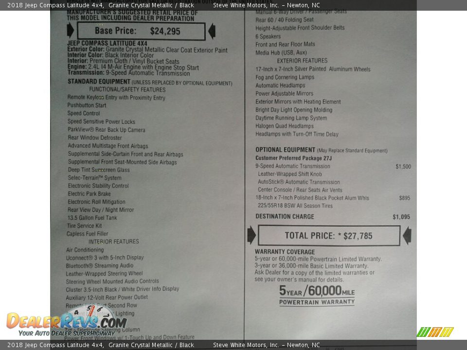 2018 Jeep Compass Latitude 4x4 Granite Crystal Metallic / Black Photo #27