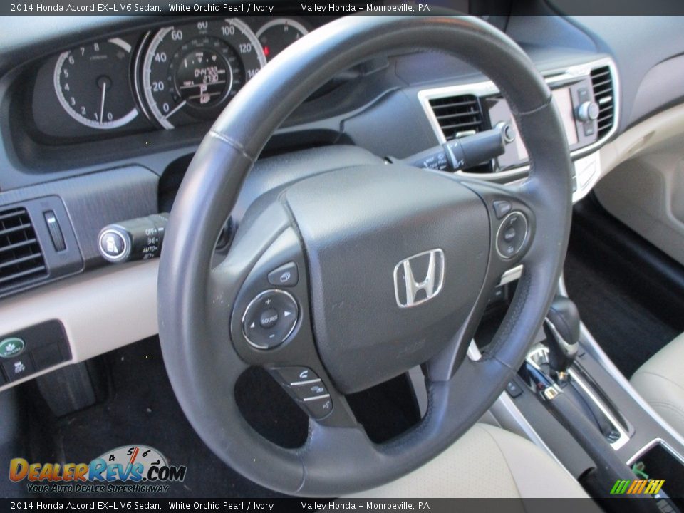 2014 Honda Accord EX-L V6 Sedan White Orchid Pearl / Ivory Photo #14