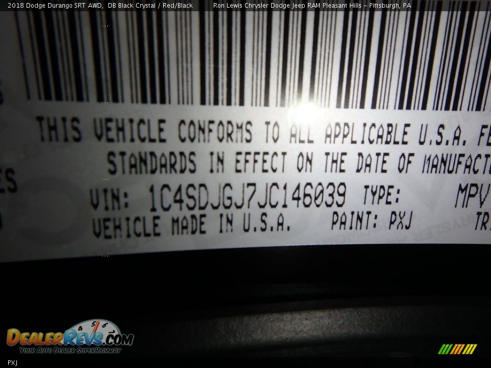 Dodge Color Code PXJ DB Black Crystal