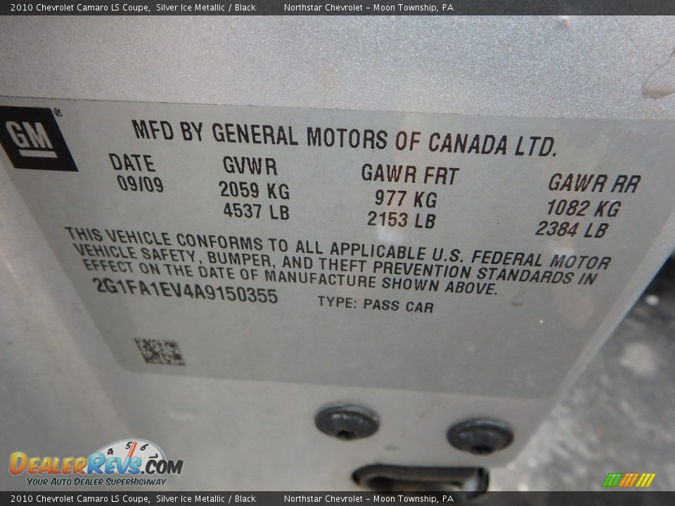 2010 Chevrolet Camaro LS Coupe Silver Ice Metallic / Black Photo #14