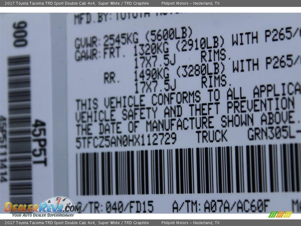 2017 Toyota Tacoma TRD Sport Double Cab 4x4 Super White / TRD Graphite Photo #23