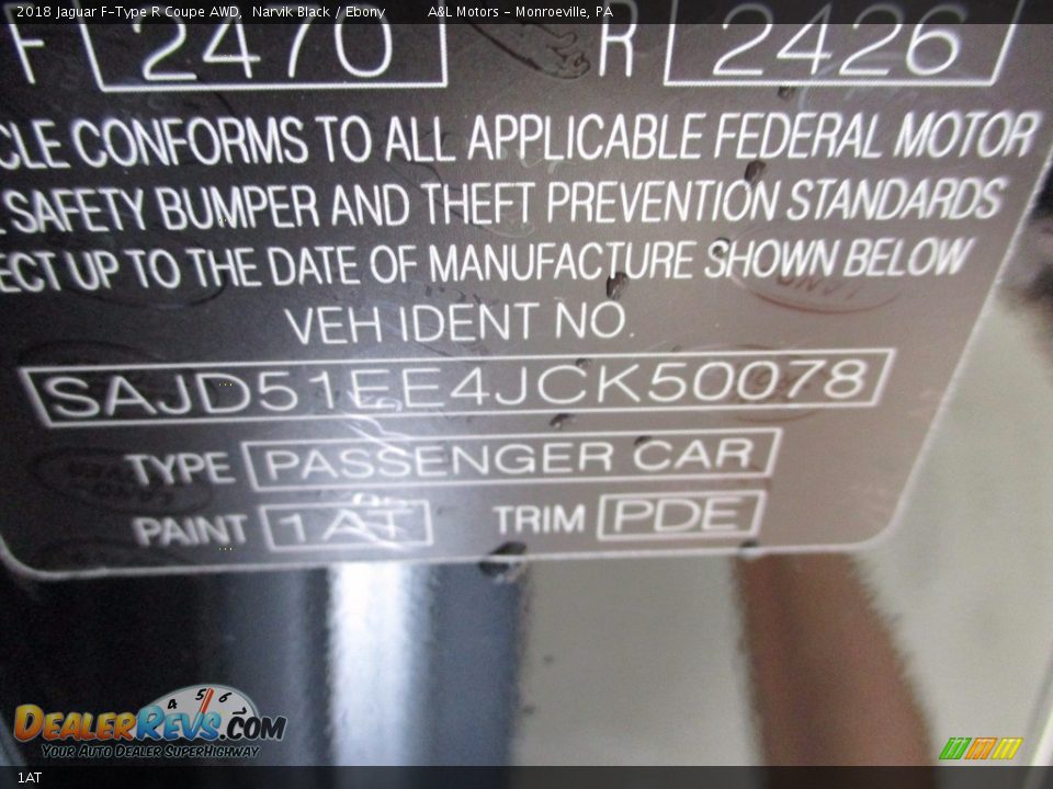 Jaguar Color Code 1AT Narvik Black