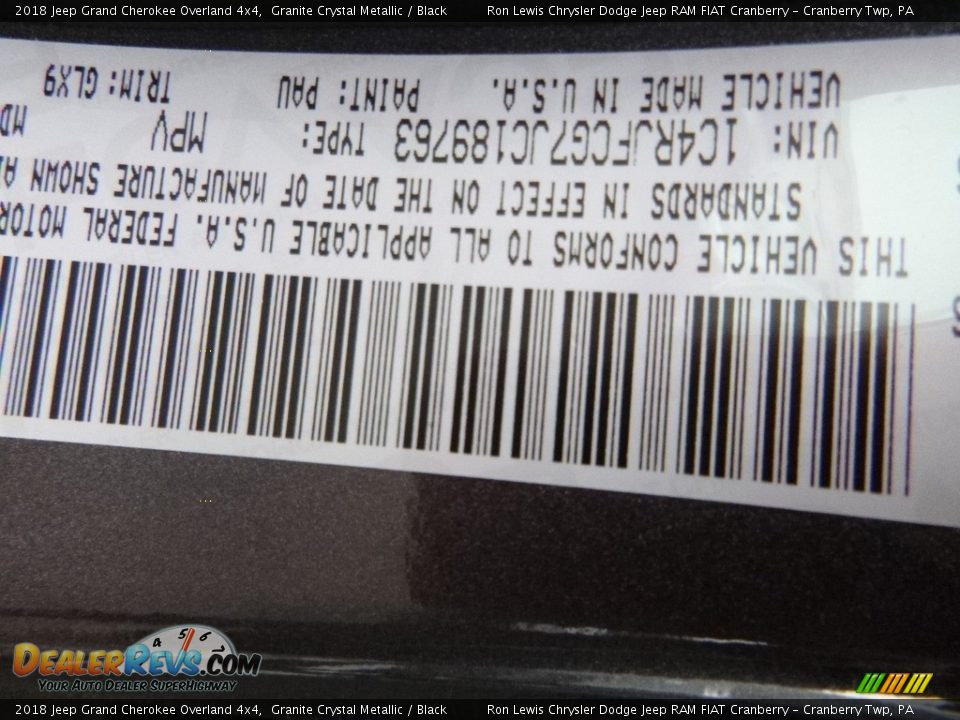 2018 Jeep Grand Cherokee Overland 4x4 Granite Crystal Metallic / Black Photo #14