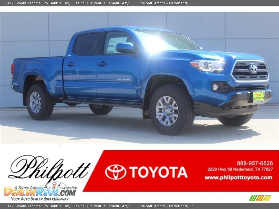 2017 Toyota Tacoma SR5 Double Cab Blazing Blue Pearl / Cement Gray Photo #1