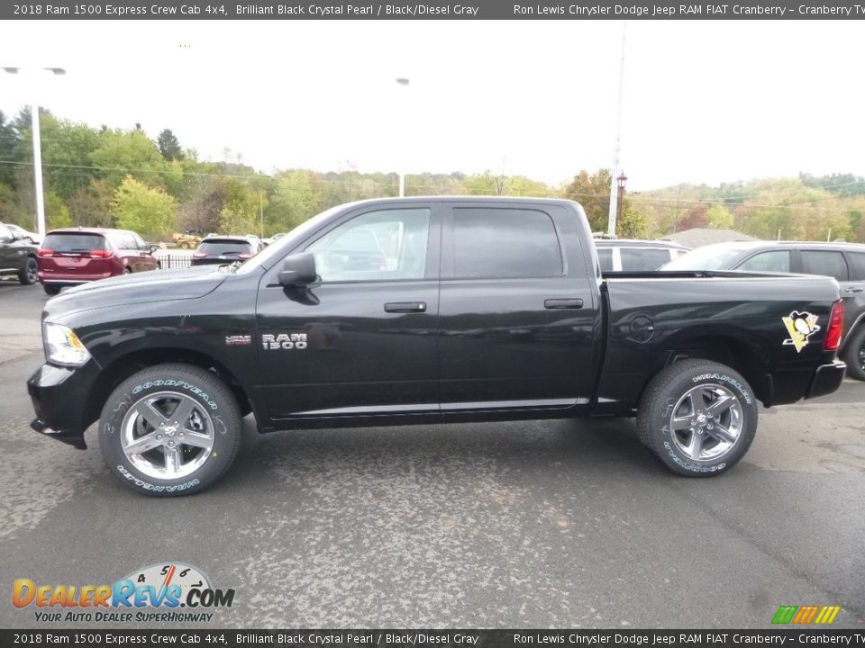 2018 Ram 1500 Express Crew Cab 4x4 Brilliant Black Crystal Pearl / Black/Diesel Gray Photo #2