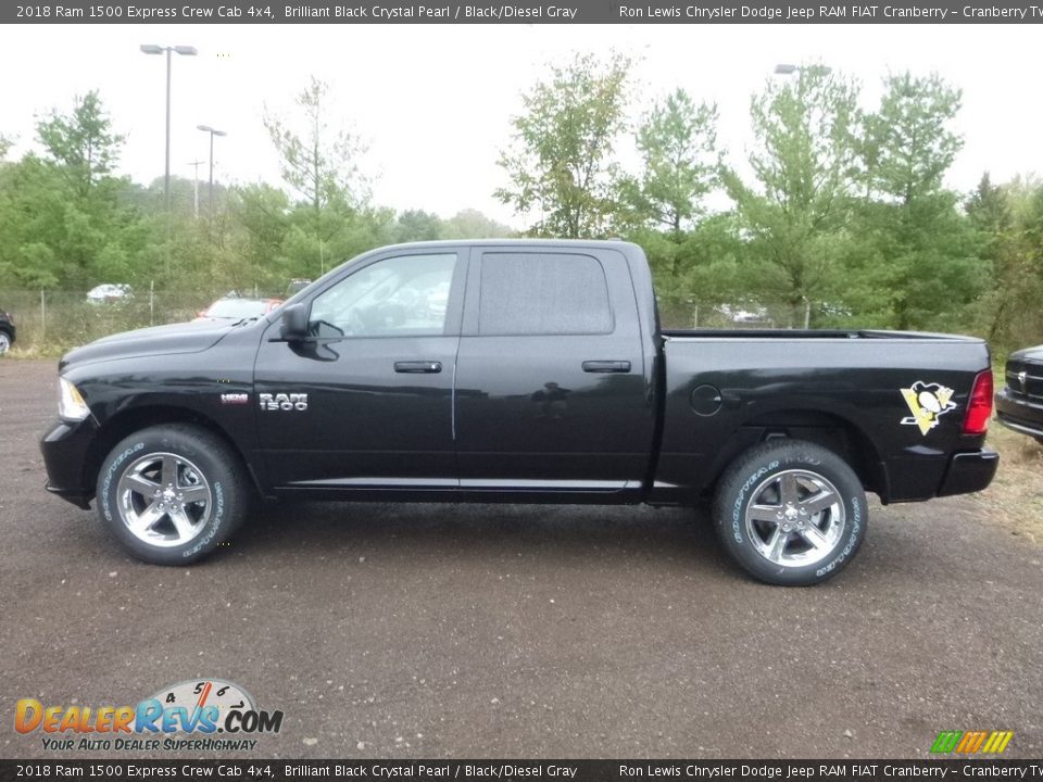 2018 Ram 1500 Express Crew Cab 4x4 Brilliant Black Crystal Pearl / Black/Diesel Gray Photo #2