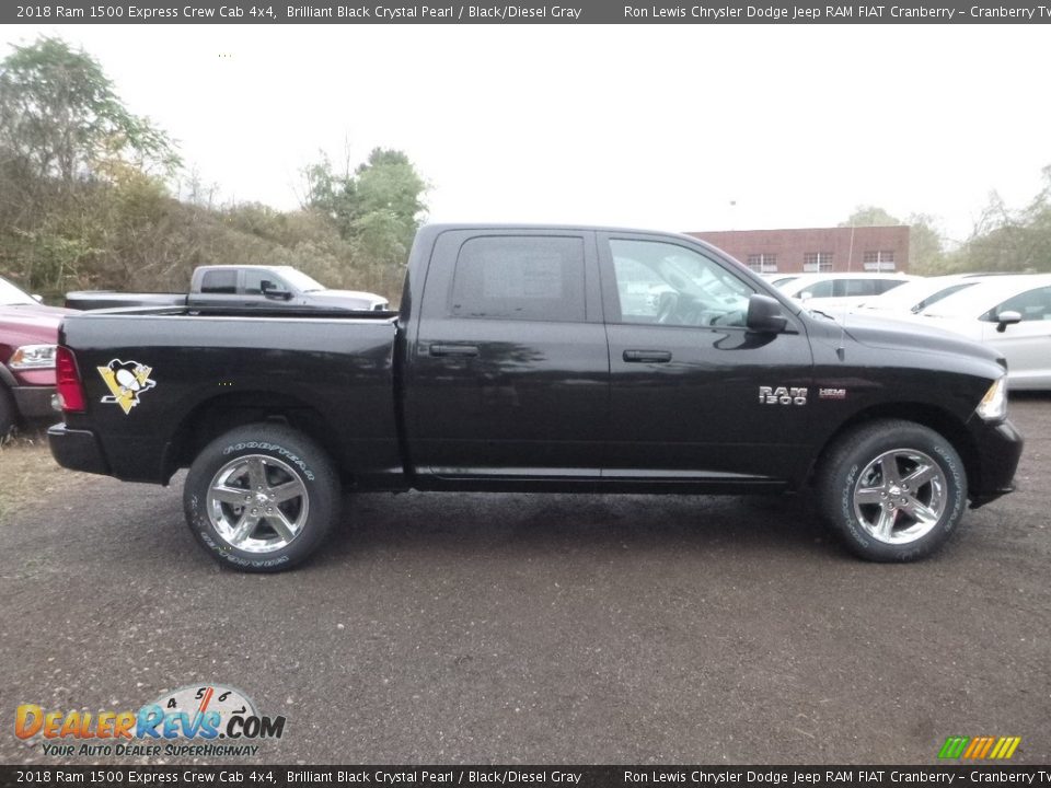 2018 Ram 1500 Express Crew Cab 4x4 Brilliant Black Crystal Pearl / Black/Diesel Gray Photo #6