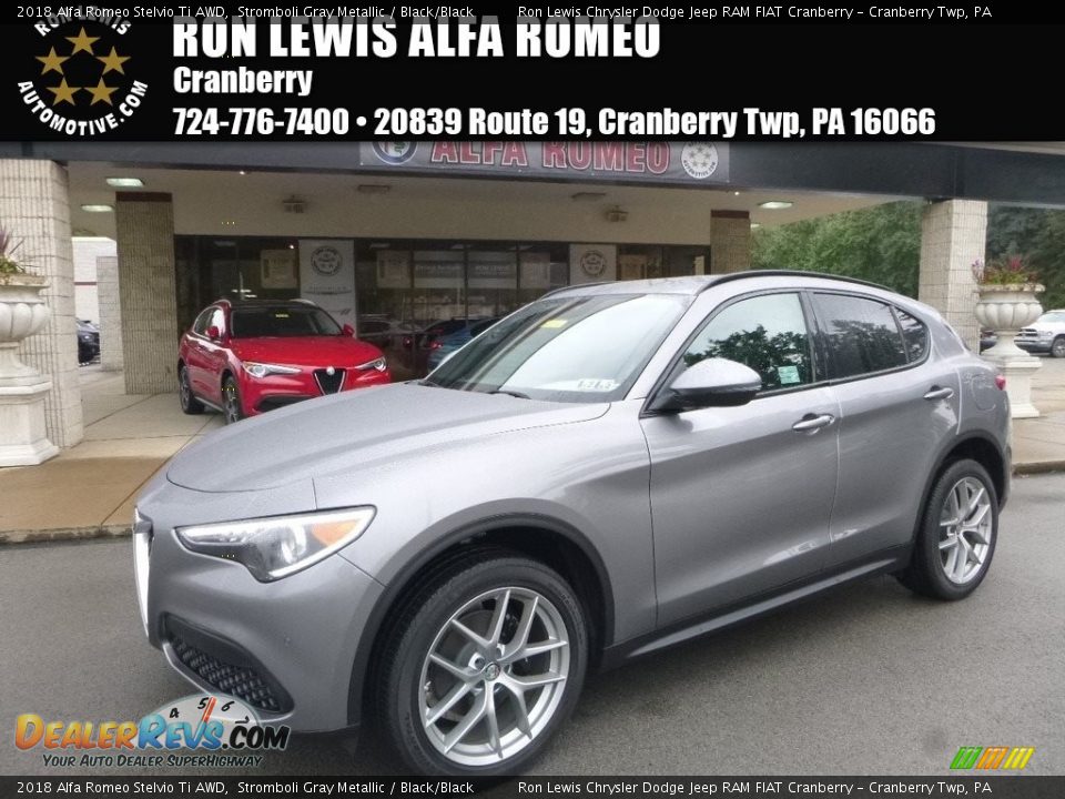 2018 Alfa Romeo Stelvio Ti AWD Stromboli Gray Metallic / Black/Black Photo #1