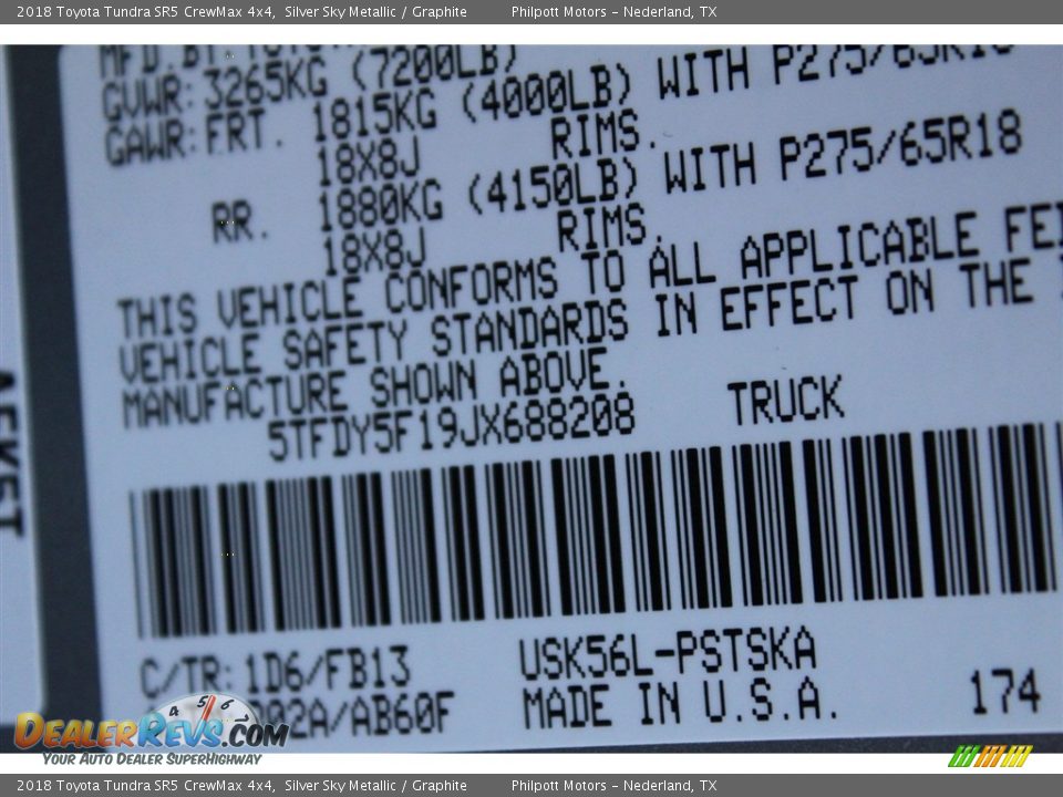 2018 Toyota Tundra SR5 CrewMax 4x4 Silver Sky Metallic / Graphite Photo #24