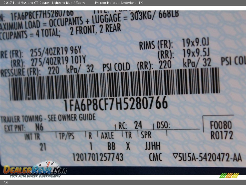 Ford Color Code N6 Lightning Blue