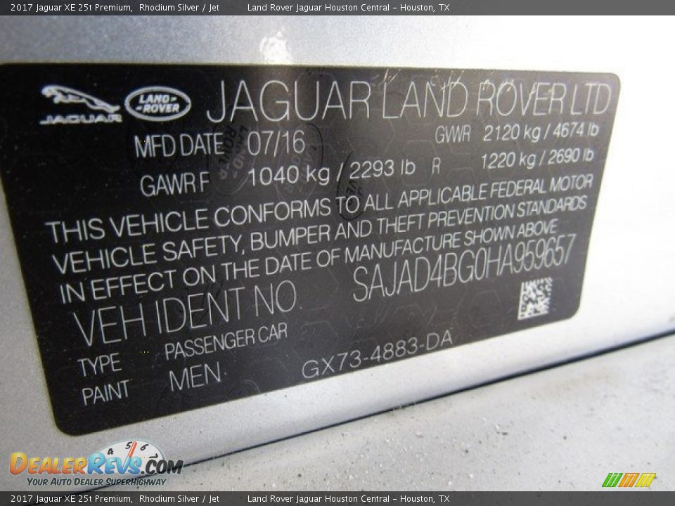 2017 Jaguar XE 25t Premium Rhodium Silver / Jet Photo #24