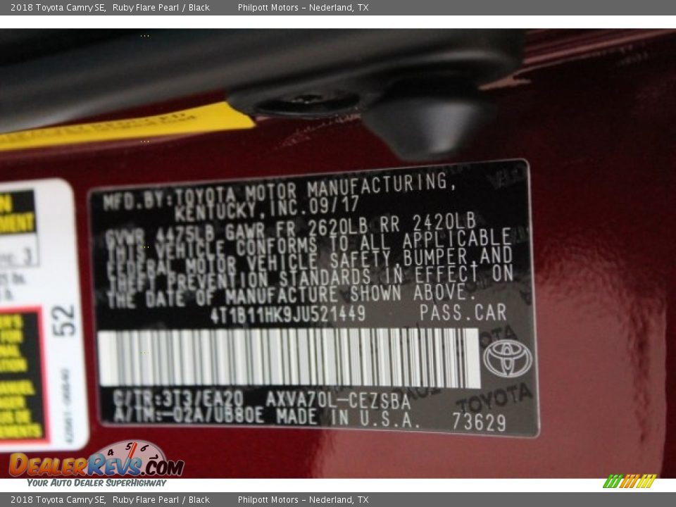 2018 Toyota Camry SE Ruby Flare Pearl / Black Photo #24