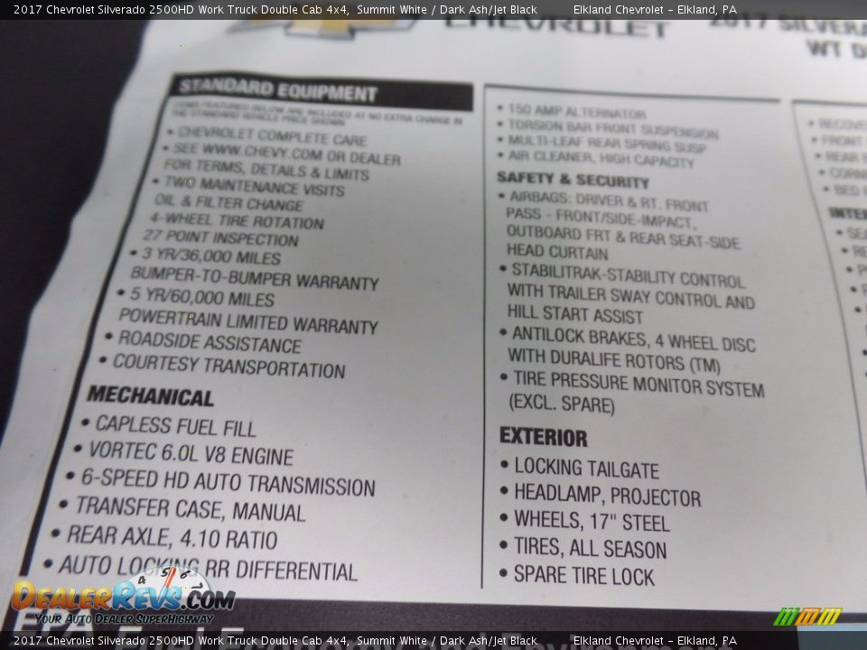 2017 Chevrolet Silverado 2500HD Work Truck Double Cab 4x4 Summit White / Dark Ash/Jet Black Photo #34
