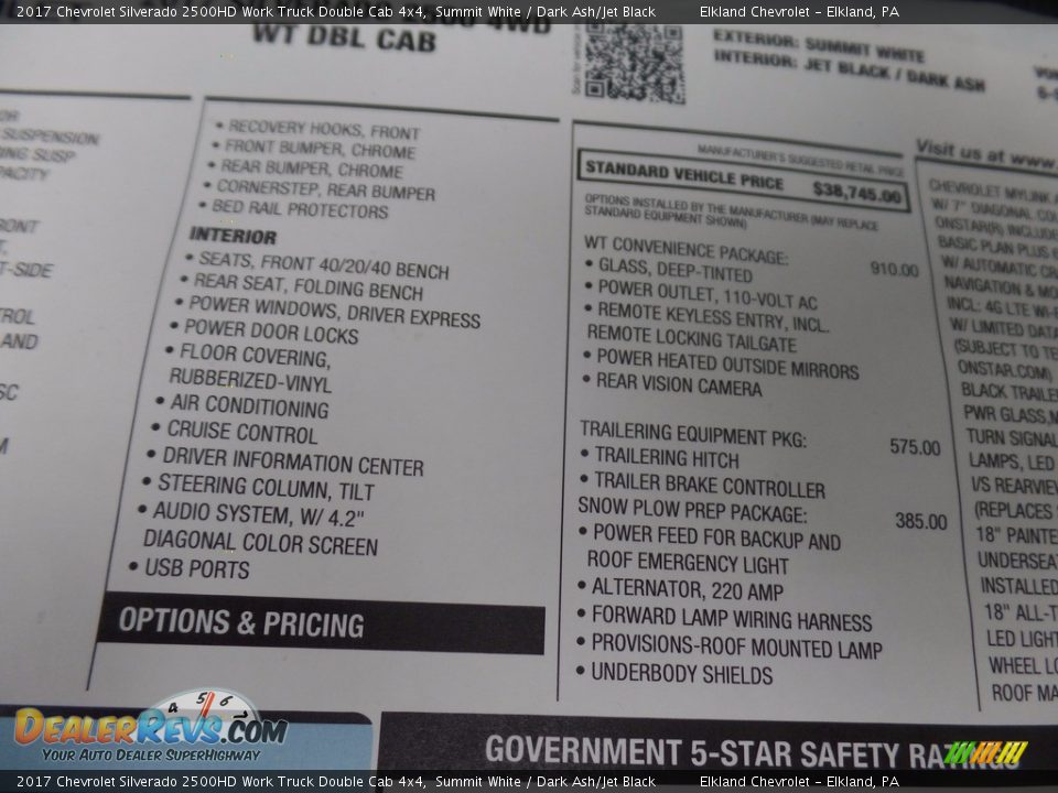 2017 Chevrolet Silverado 2500HD Work Truck Double Cab 4x4 Summit White / Dark Ash/Jet Black Photo #35