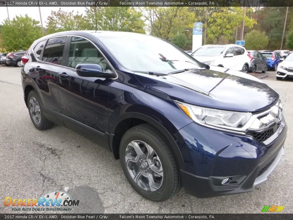 2017 Honda CR-V EX-L AWD Obsidian Blue Pearl / Gray Photo #5