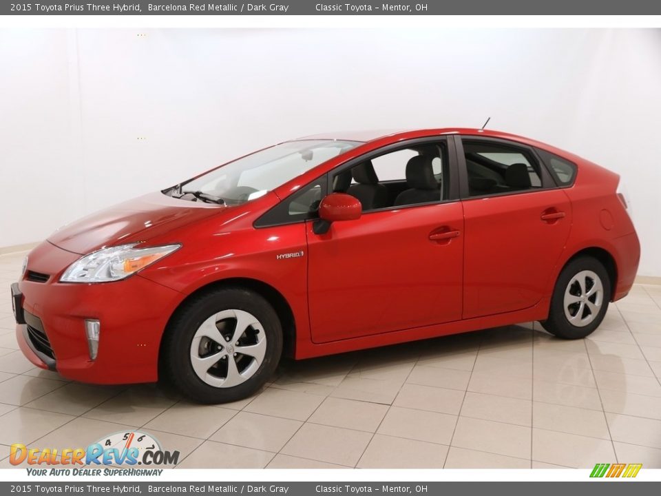 2015 Toyota Prius Three Hybrid Barcelona Red Metallic / Dark Gray Photo #3