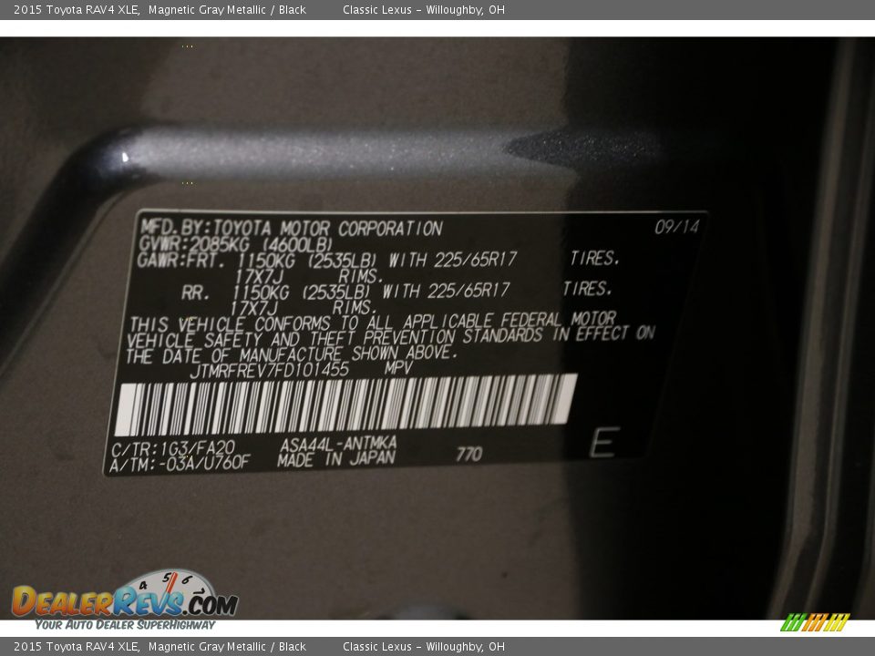 2015 Toyota RAV4 XLE Magnetic Gray Metallic / Black Photo #18