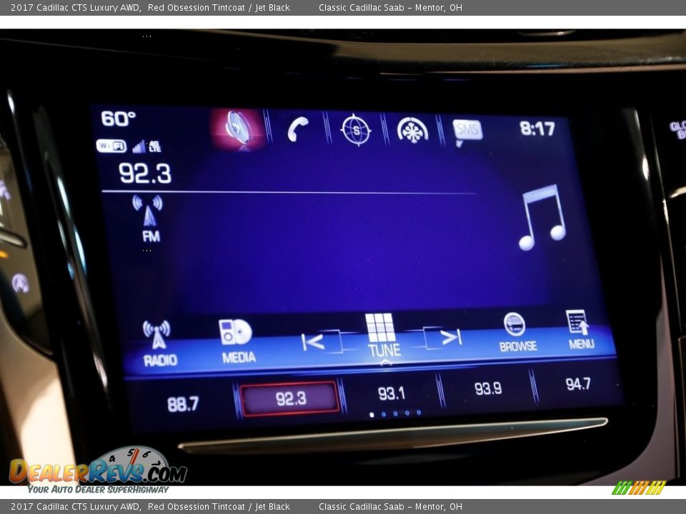 2017 Cadillac CTS Luxury AWD Red Obsession Tintcoat / Jet Black Photo #14