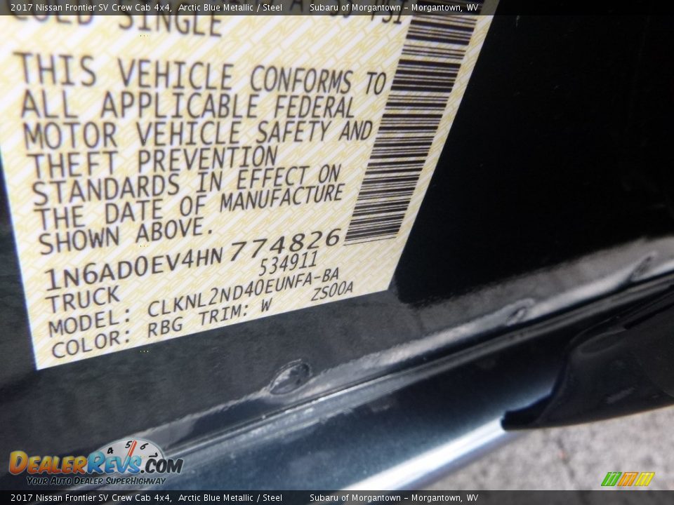 2017 Nissan Frontier SV Crew Cab 4x4 Arctic Blue Metallic / Steel Photo #15