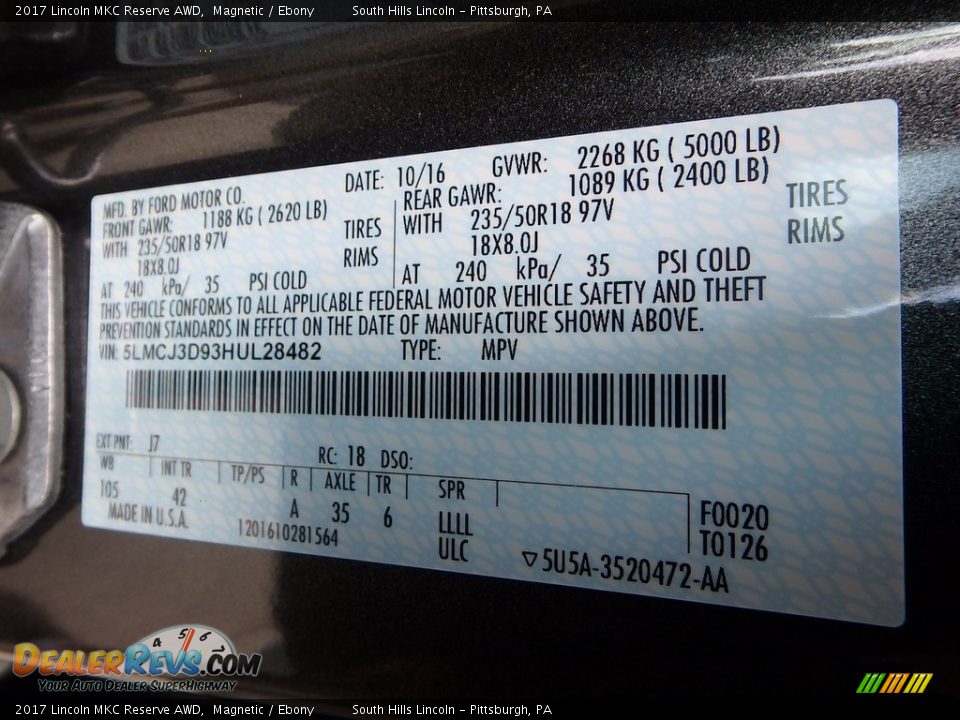 2017 Lincoln MKC Reserve AWD Magnetic / Ebony Photo #23