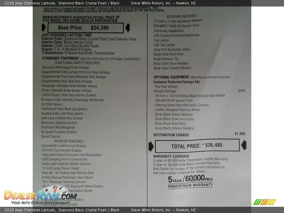 2018 Jeep Cherokee Latitude Diamond Black Crystal Pearl / Black Photo #26
