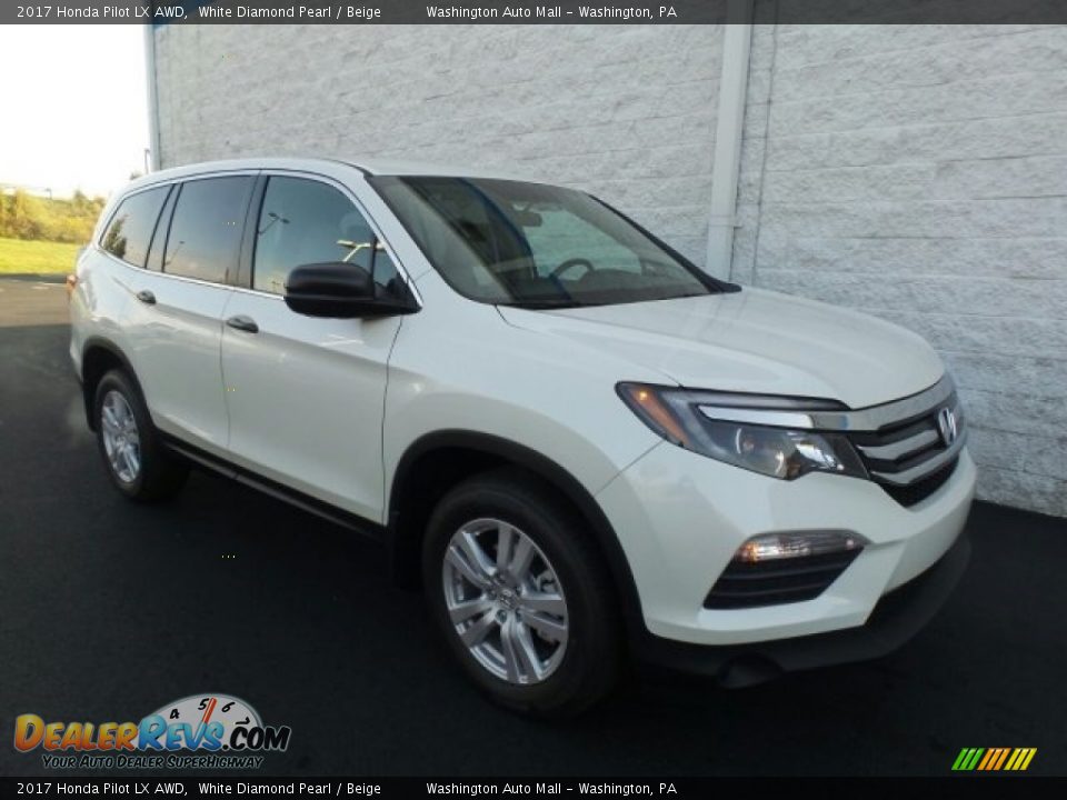2017 Honda Pilot LX AWD White Diamond Pearl / Beige Photo #1