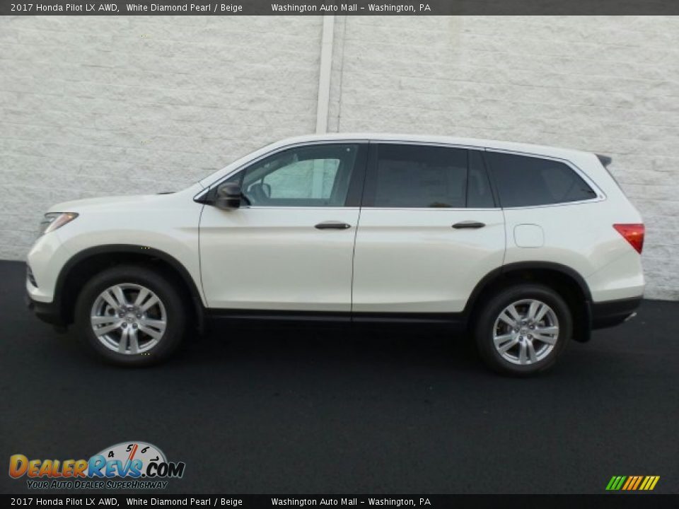 2017 Honda Pilot LX AWD White Diamond Pearl / Beige Photo #6