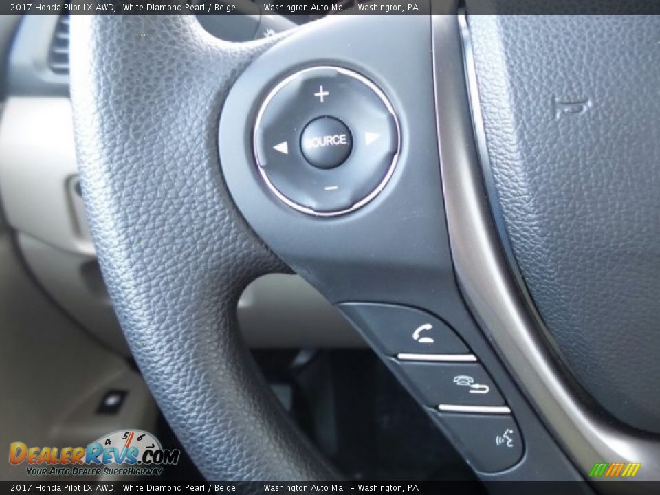 2017 Honda Pilot LX AWD White Diamond Pearl / Beige Photo #15