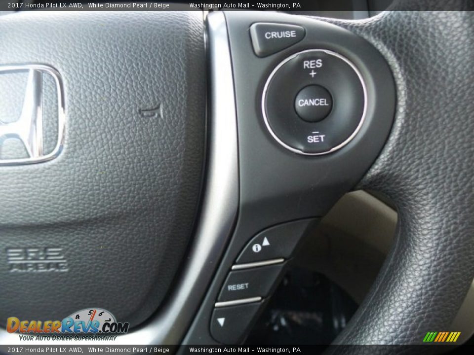 2017 Honda Pilot LX AWD White Diamond Pearl / Beige Photo #17