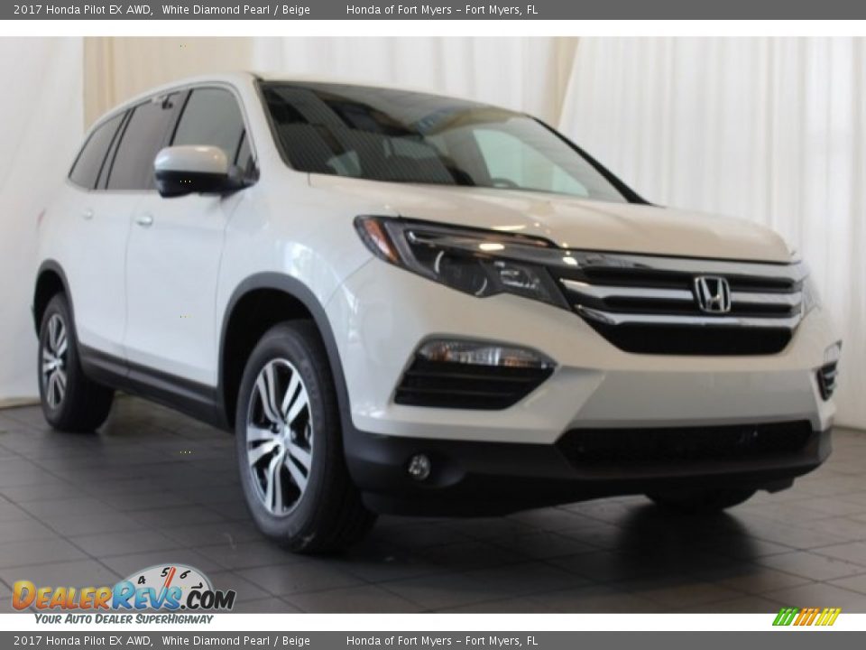 2017 Honda Pilot EX AWD White Diamond Pearl / Beige Photo #2