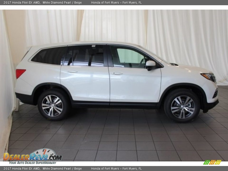 2017 Honda Pilot EX AWD White Diamond Pearl / Beige Photo #3