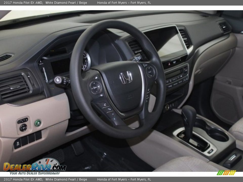 2017 Honda Pilot EX AWD White Diamond Pearl / Beige Photo #12