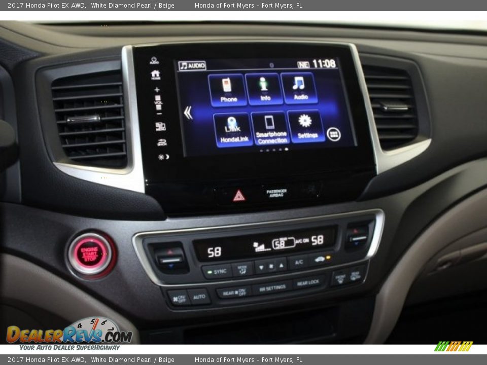 2017 Honda Pilot EX AWD White Diamond Pearl / Beige Photo #16