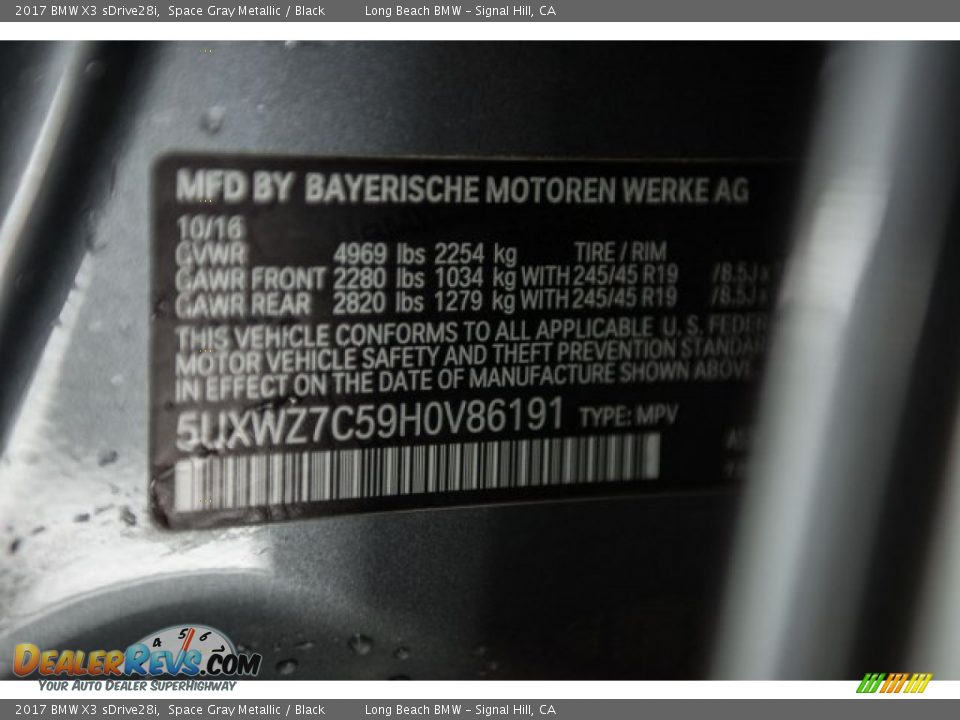 2017 BMW X3 sDrive28i Space Gray Metallic / Black Photo #17