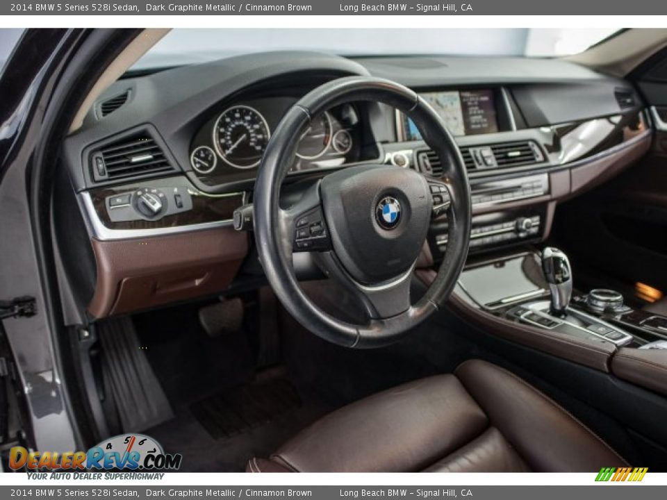 2014 BMW 5 Series 528i Sedan Dark Graphite Metallic / Cinnamon Brown Photo #15