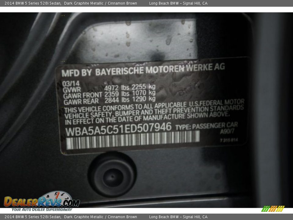 2014 BMW 5 Series 528i Sedan Dark Graphite Metallic / Cinnamon Brown Photo #18