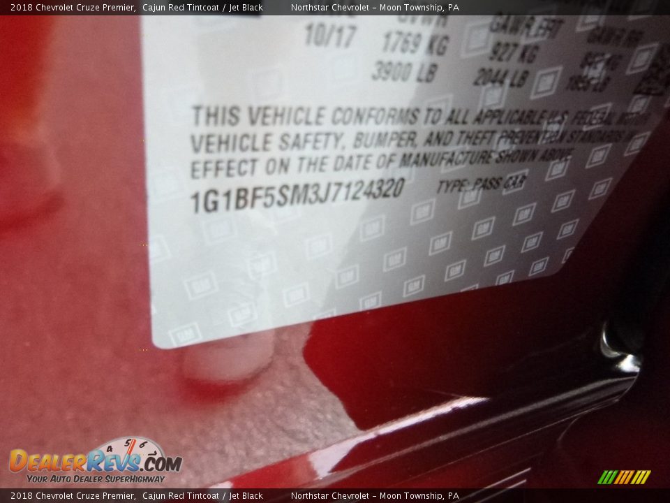 2018 Chevrolet Cruze Premier Cajun Red Tintcoat / Jet Black Photo #16