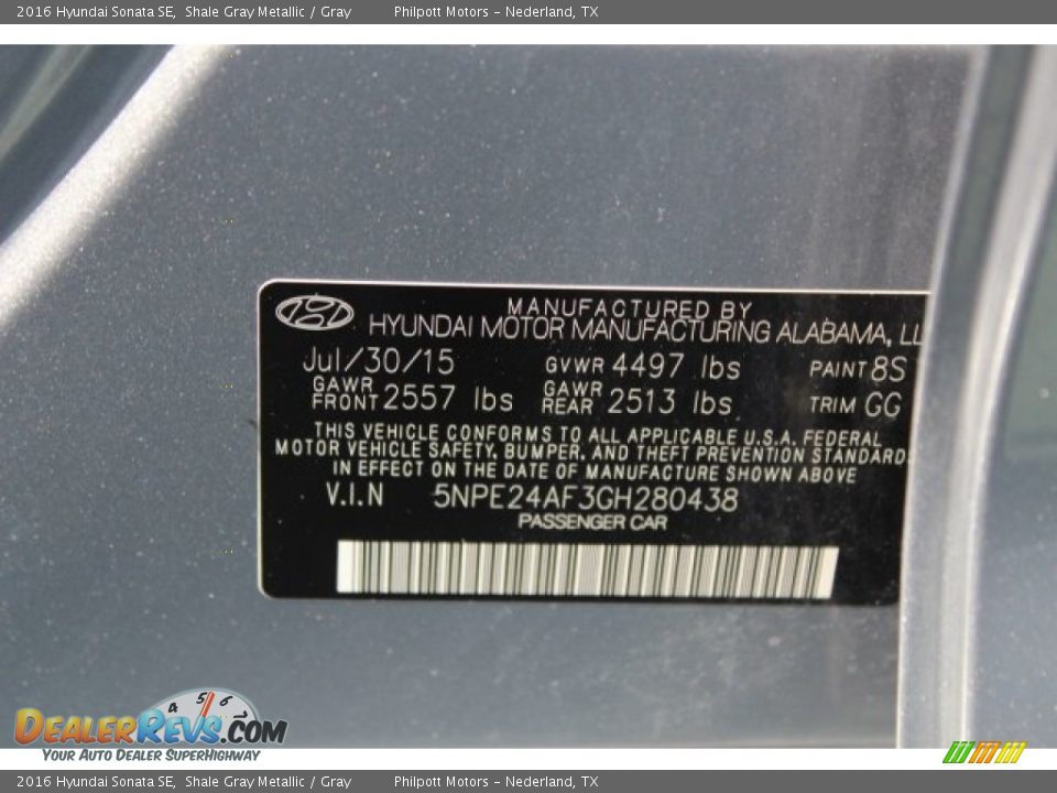2016 Hyundai Sonata SE Shale Gray Metallic / Gray Photo #34