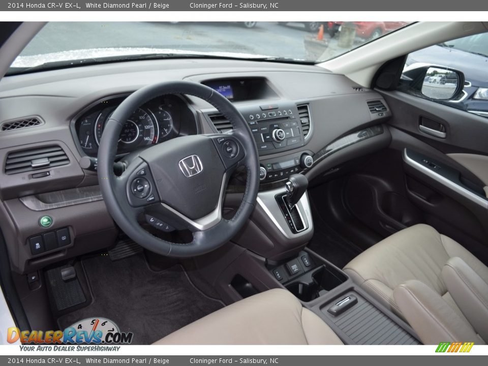 2014 Honda CR-V EX-L White Diamond Pearl / Beige Photo #10