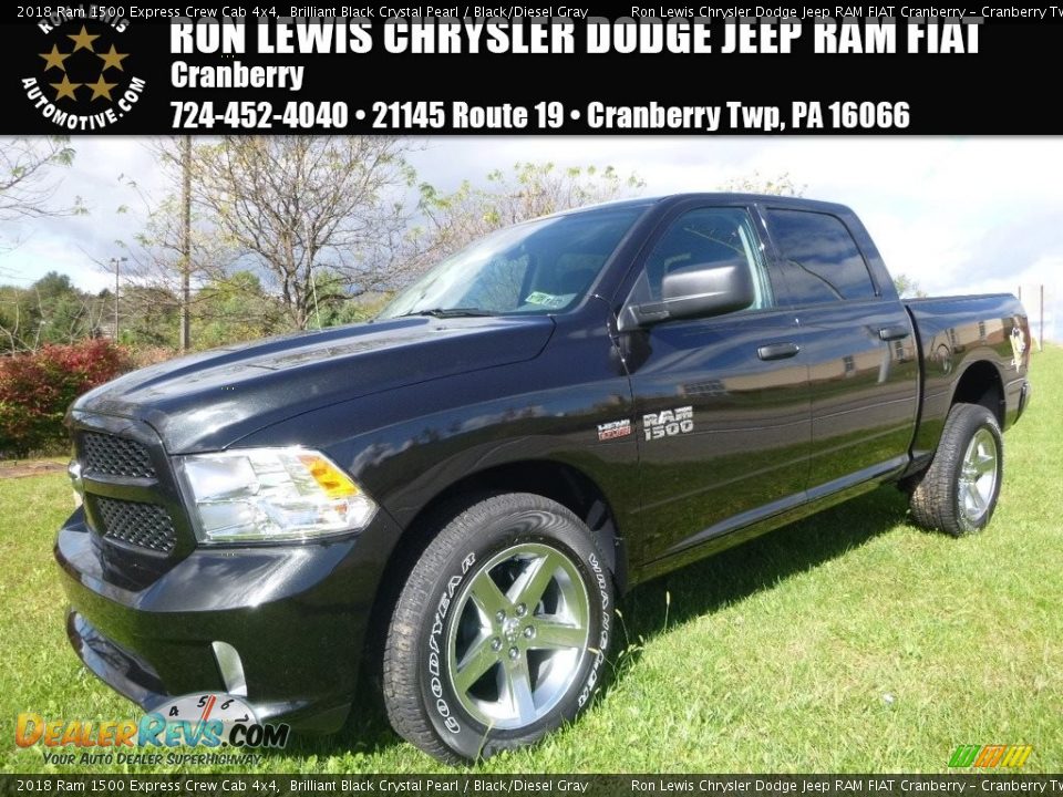2018 Ram 1500 Express Crew Cab 4x4 Brilliant Black Crystal Pearl / Black/Diesel Gray Photo #1