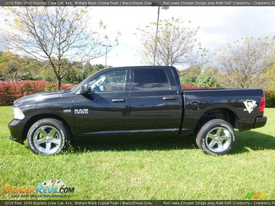 2018 Ram 1500 Express Crew Cab 4x4 Brilliant Black Crystal Pearl / Black/Diesel Gray Photo #2
