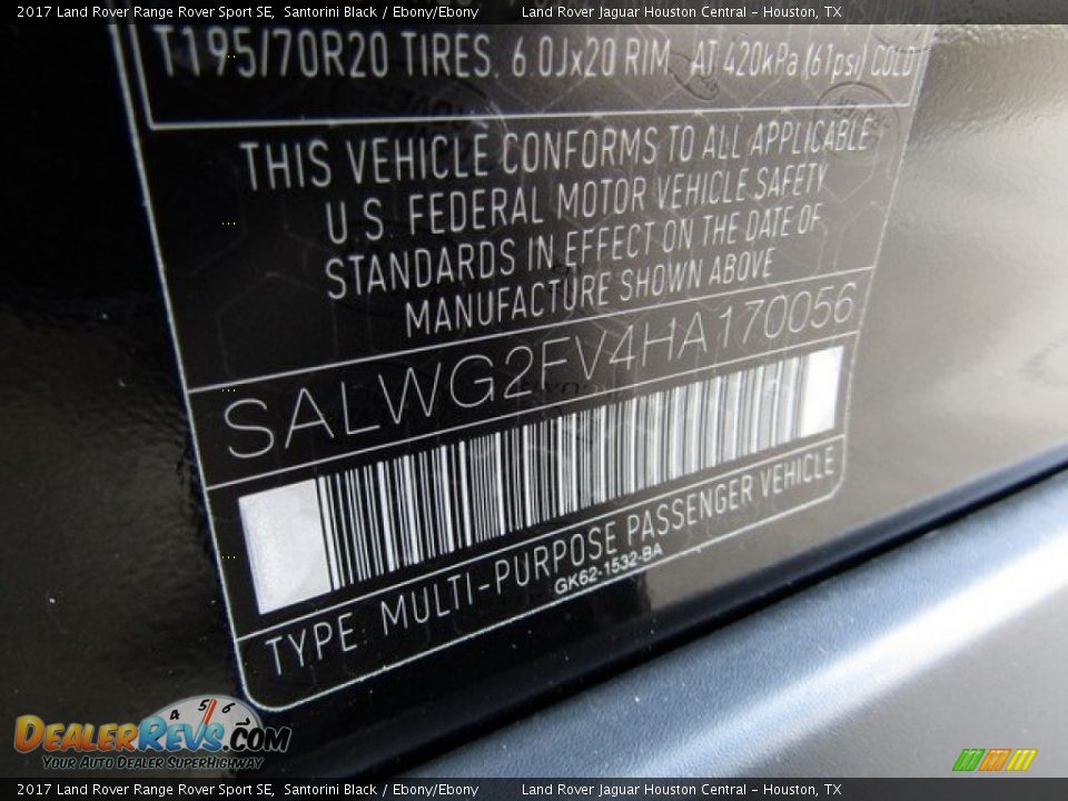 2017 Land Rover Range Rover Sport SE Santorini Black / Ebony/Ebony Photo #24